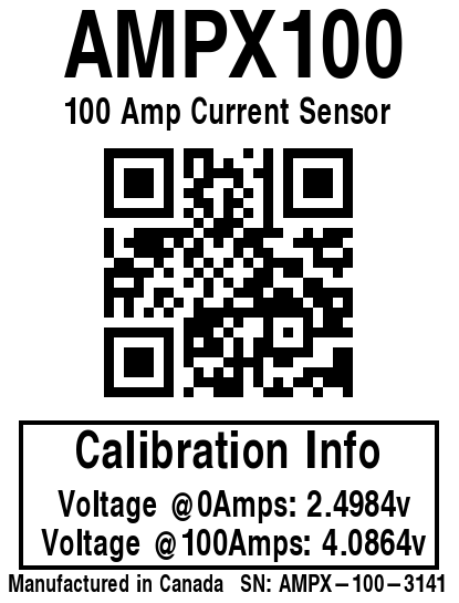 Calibration sticker for the AmpXSensors Non-Invasive 100A Current Sensor Transformer Bi-Directional (AmpX-100), indicating the device’s calibration status and ensuring accurate and reliable current measurements.