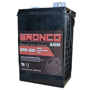 Bronco 6V 460Ah Deep Cycle AGM Solar Battery (BRN-1601), a high-capacity and maintenance-free absorbed glass mat (AGM) battery designed for deep cycle applications, providing reliable and efficient energy storage for solar and renewable energy systems.