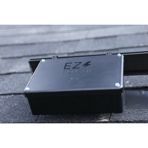 EZ Solar JB-3 Rooftop PV Junction Box Rail Mount, a robust and versatile junction box designed for rooftop solar installations, providing secure rail mounting and efficient management of photovoltaic connections.