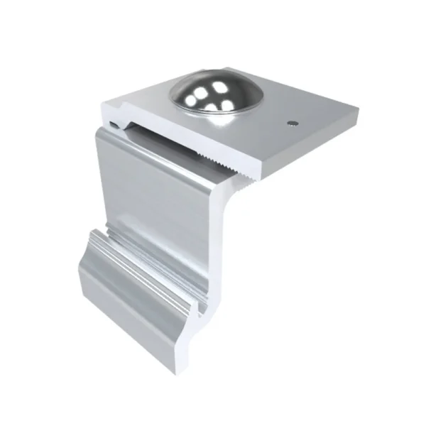 Fast-Rack Mill Finish Hidden End Clamp, a sleek and durable clamp designed to securely fasten the ends of solar panels to mounting rails, providing a clean and discreet appearance for solar installations.