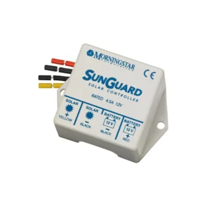 Morningstar SunGuard 4.5A Charge Controller (SG-4), a compact and reliable charge controller designed for small solar power systems, providing efficient battery charging and protection with a 4.5 amp capacity.