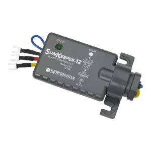 Morningstar SK-12 SunKeeper 12 Amp Charge Controller, a compact and efficient charge controller designed for solar power systems, providing reliable battery charging and protection with 12 amp capacity.