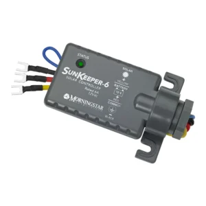 Morningstar SK-6 SunKeeper 6 Amp Charge Controller, a compact and efficient charge controller designed for solar power systems, providing reliable battery charging and protection with a 6 amp capacity.