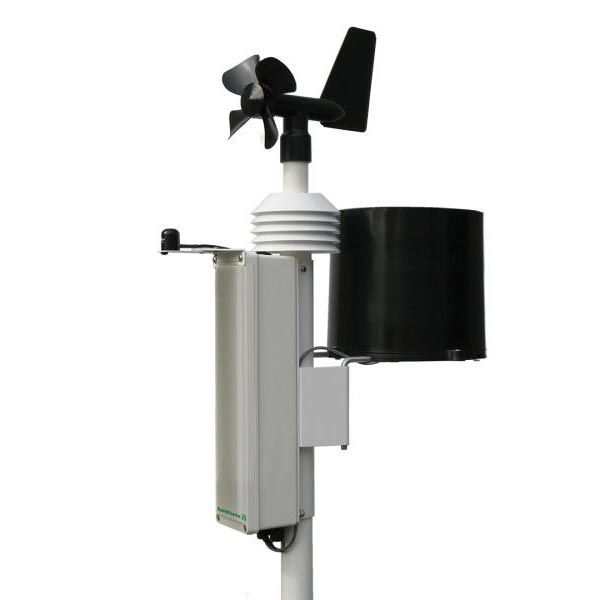 RainWise PVmet-330 Weather Station, a high-performance weather monitoring system tailored for solar energy applications, equipped with sensors to measure solar radiation, temperature, wind speed, wind direction, and humidity, ensuring precise and comprehensive data for optimizing solar panel efficiency.