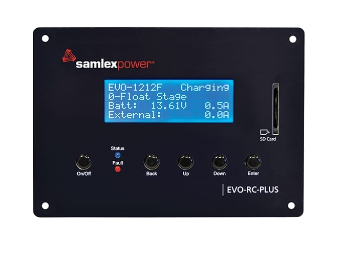 Image of the Samlex Programmable Remote Control, a versatile accessory for Samlex inverters, providing convenient remote monitoring and control capabilities for solar power systems.