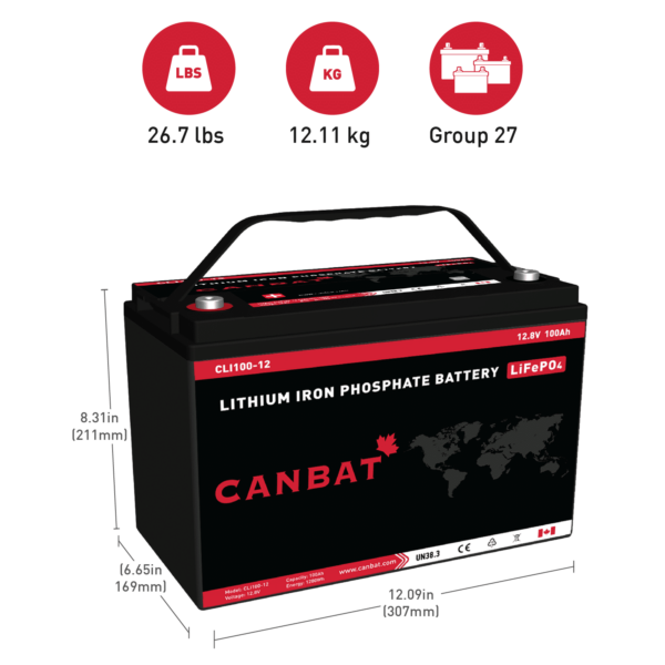 CANBAT - 12V 100AH Lithium Battery (LifePO4) CLI100-12