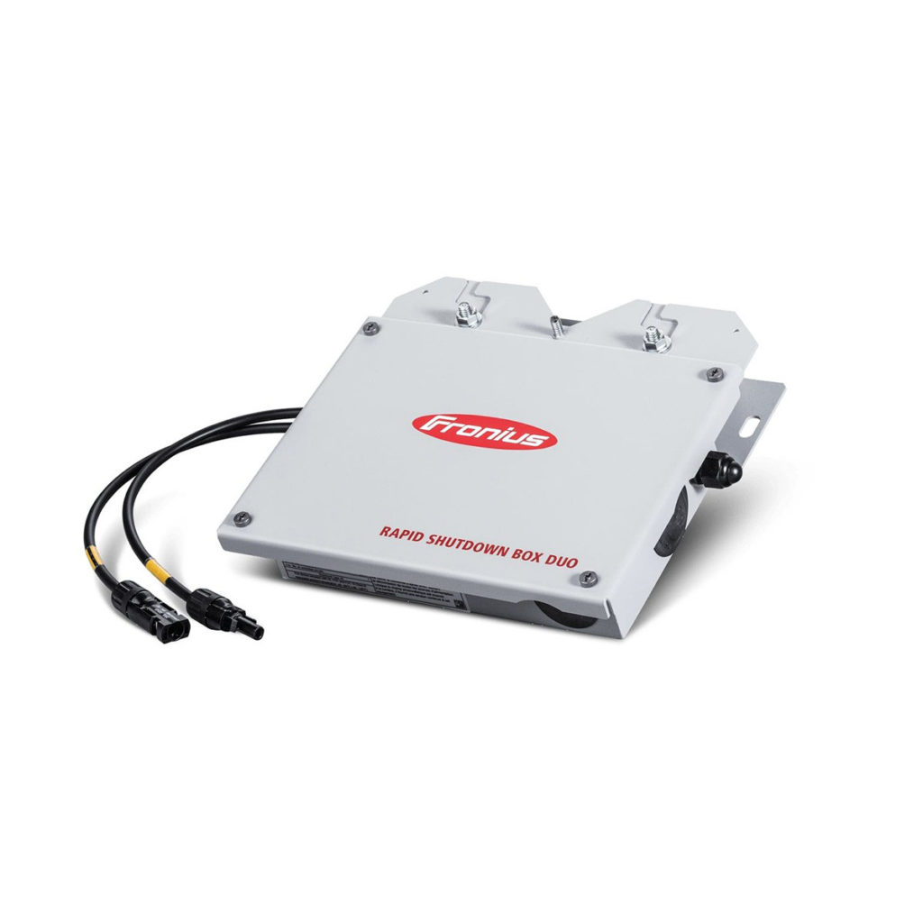 Fronius Rapid Shutdown Box (FRO-RSD-DUO), a safety device designed for solar power systems, enabling rapid shutdown capabilities to ensure compliance with safety regulations and protect system components during emergencies.