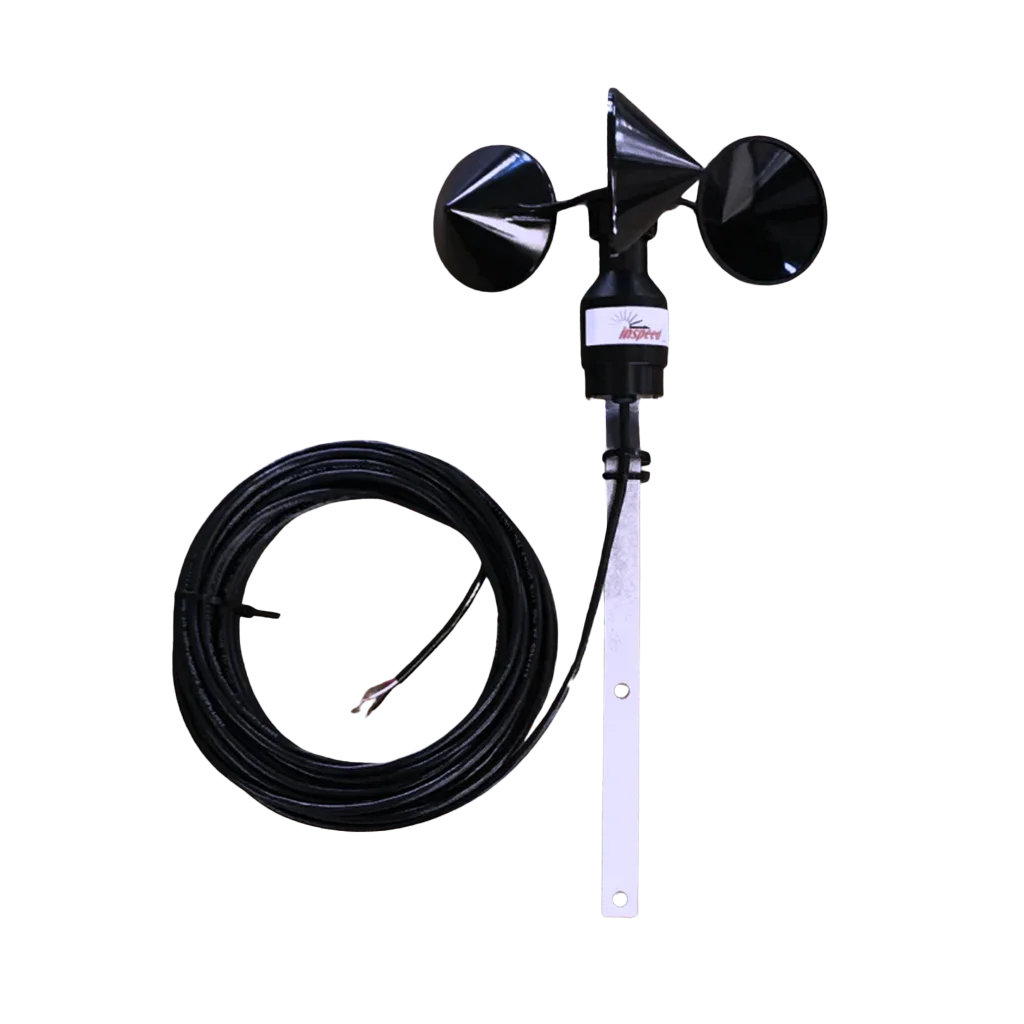 Inspeed WS2R Reed Switch Wind Speed Sensor with a 3-cup anemometer, designed for accurate wind speed measurement using reed switch technology.