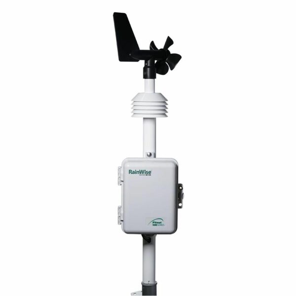 RainWise PVMET 500 Weather Station, a state-of-the-art weather monitoring system designed for solar power applications, providing precise real-time data to maximize energy production and enhance system performance.