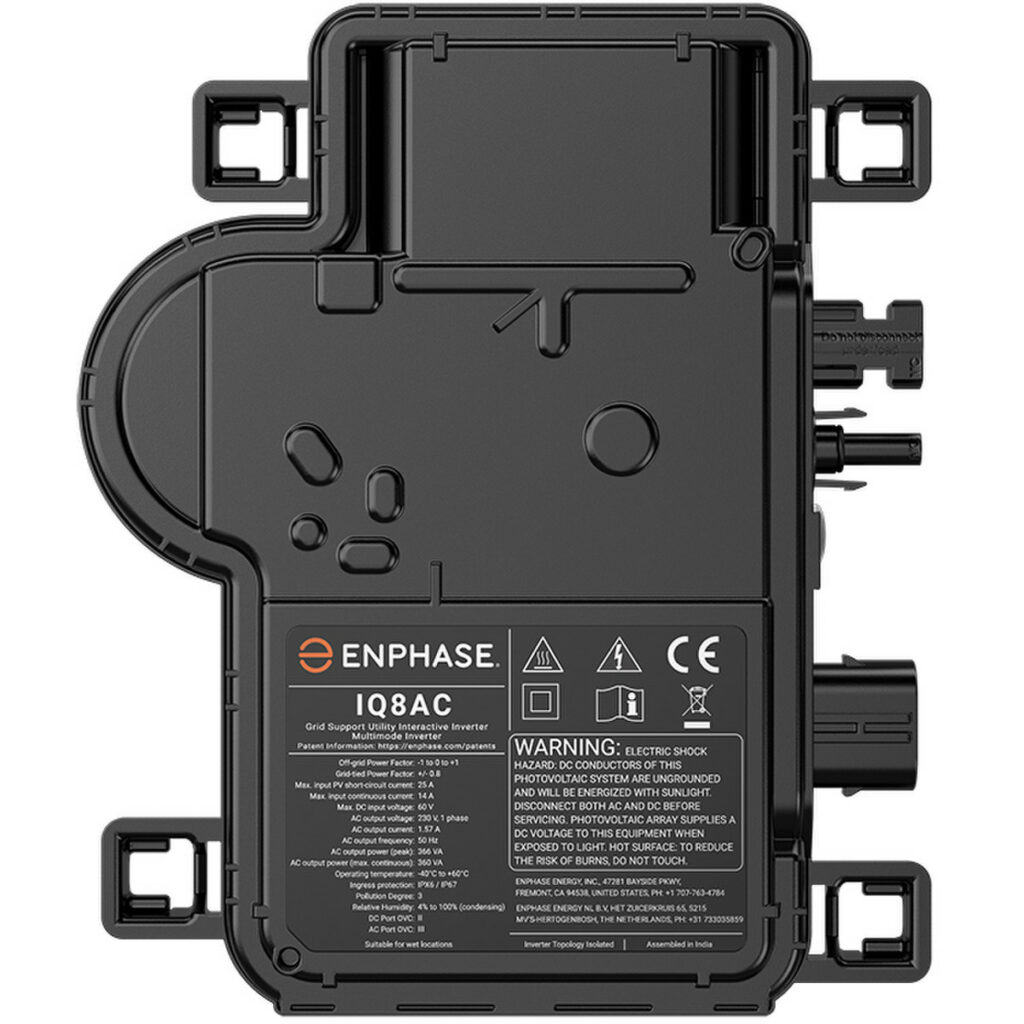 Enphase IQ8 Series IQ8AC-72-M-US IQ8AC Microinverter for 295-500W Modules with Integrated MC4 Connectors, a high-efficiency microinverter designed for optimal energy conversion and reliable performance in residential and commercial solar installations.