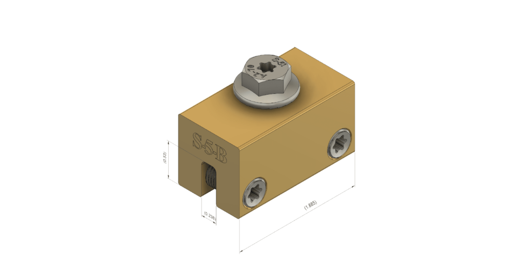 S-5! B Clamp, a versatile and durable clamp designed for securely attaching solar panels and other components to standing seam metal roofs, ensuring stable and reliable installation.