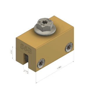 S-5! B Clamp, a versatile and durable clamp designed for securely attaching solar panels and other components to standing seam metal roofs, ensuring stable and reliable installation.