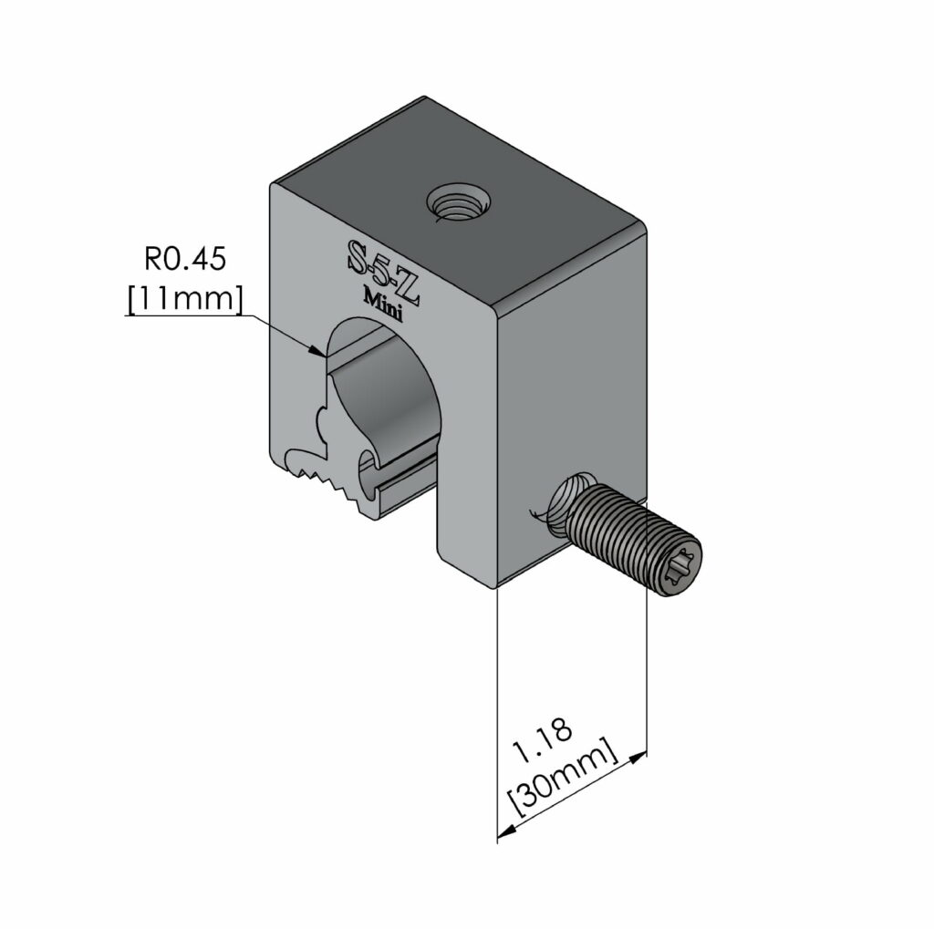 S-5! Z Mini Clamp, a compact and durable clamp designed for securely attaching solar panels and other components to standing seam metal roofs, ensuring stability and ease of installation.