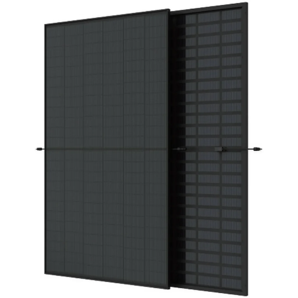 Trina Solar 420W Bifacial Solar Panel (TSM-420-NE09RC05), a high-efficiency solar panel designed for optimal energy capture, featuring bifacial technology for enhanced performance and increased energy yield in solar power systems.